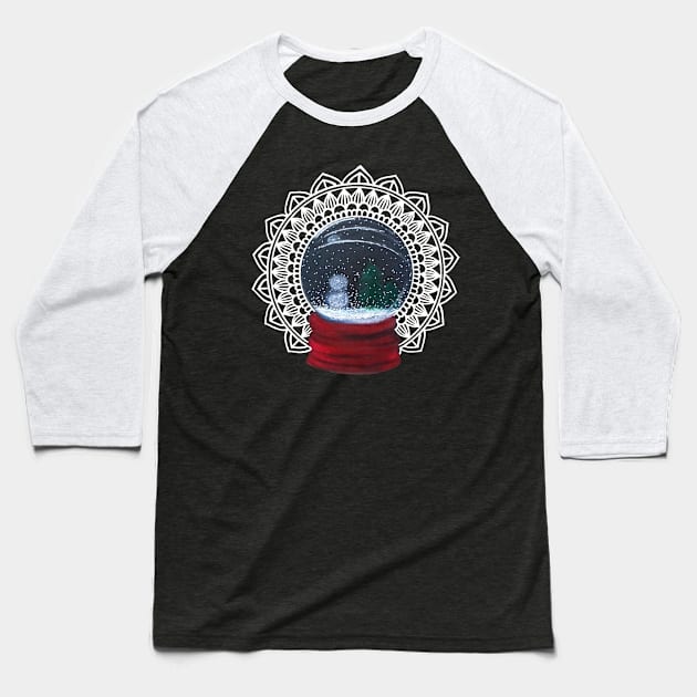 Mandala Snowball Baseball T-Shirt by MyownArt